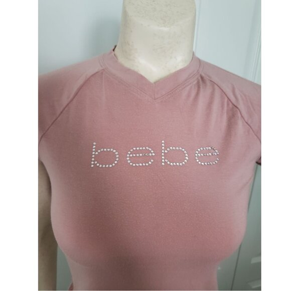 Y2K Bebe Pink Blush Rhinestone Girly Coquette Short Sleeve T-Shirt Small - Picture 5 of 9